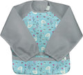 Snap & Go Easy Wear Long Sleeve Bib - Aqua Swan & Pink Flower Field (2 CT)
