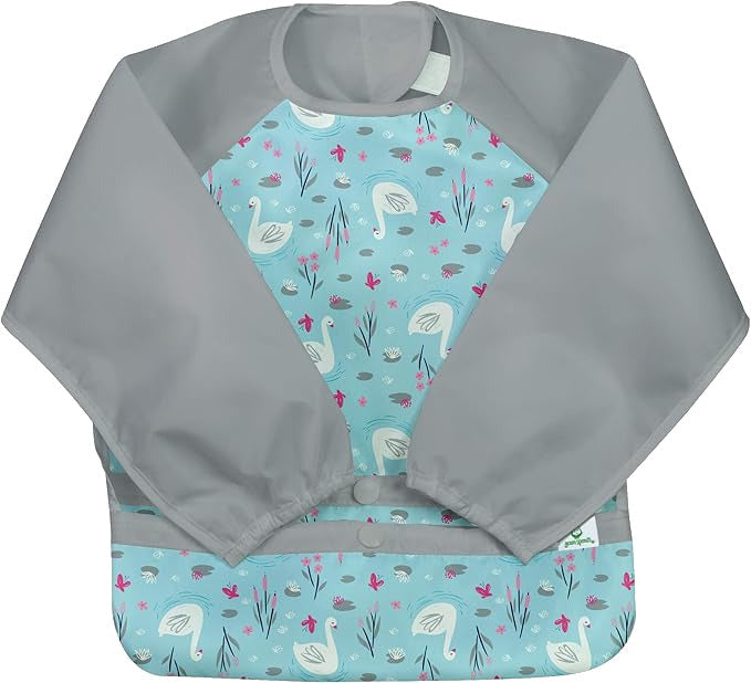 Snap & Go Easy Wear Long Sleeve Bib - Aqua Swan & Pink Flower Field (2 CT)