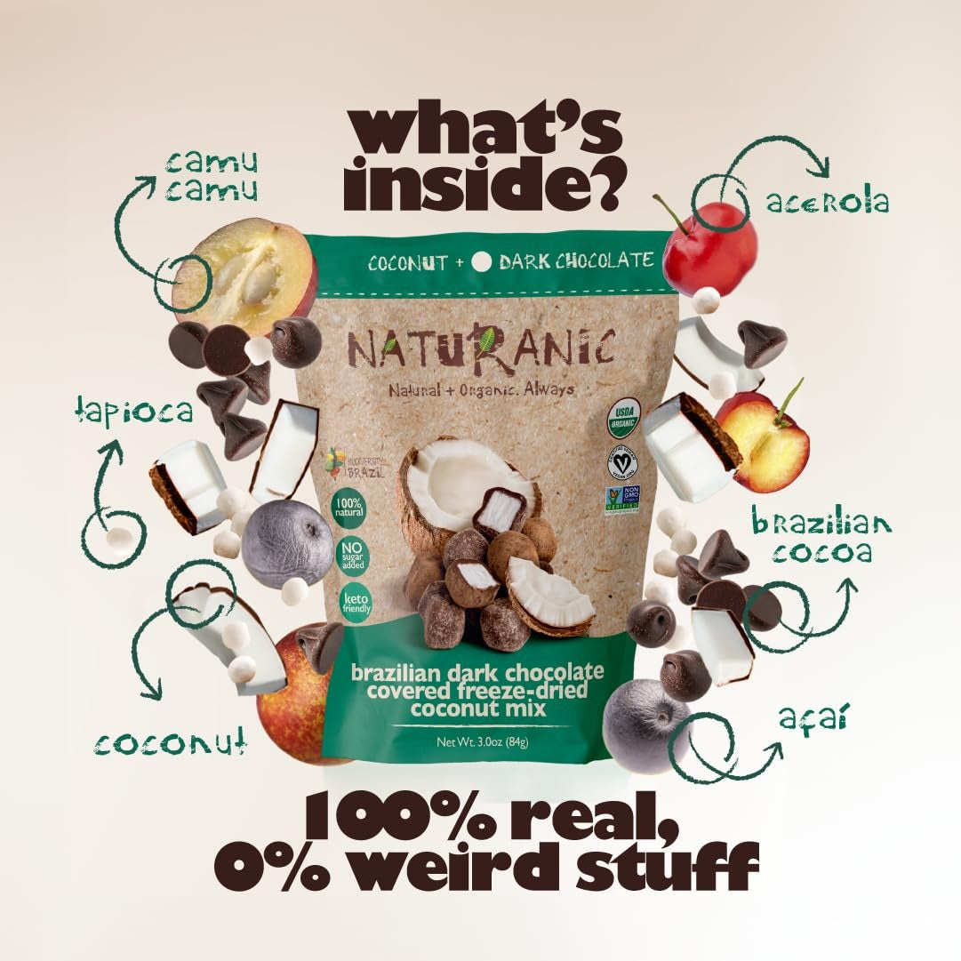 Brazilian Dark Chocolate Covered Freeze-Dried Coconut Mix