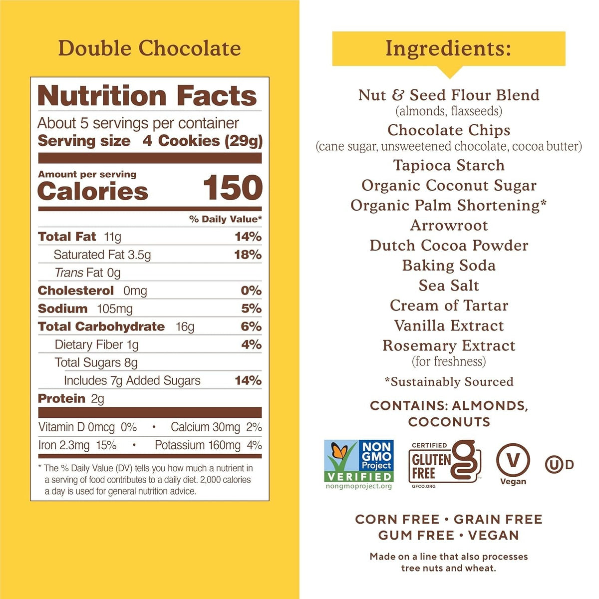 Double Chocolate Almond Flour Crunchy Cookies (3 Pack)