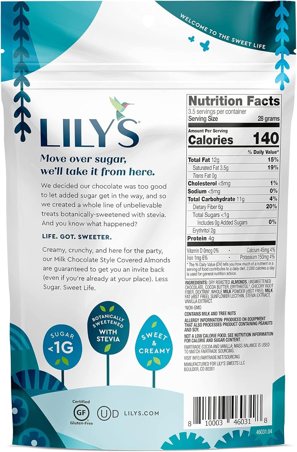 Milk Chocolate Style Covered Almonds, 40% Cocoa