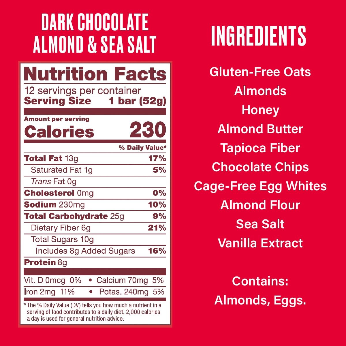 Soft Chewy Oat Bar - Dark Chocolate Almond & Sea Salt (12CT)