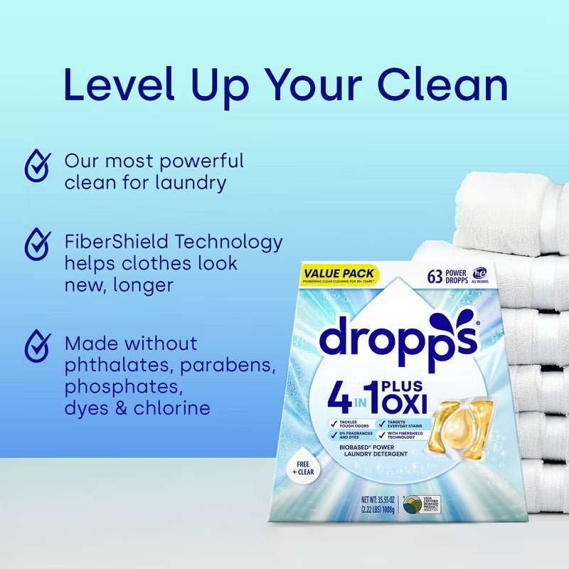 4-in-1 (Plus Oxi) Free & Clear Biobased Power Laundry Detergent Pods (63 CT)