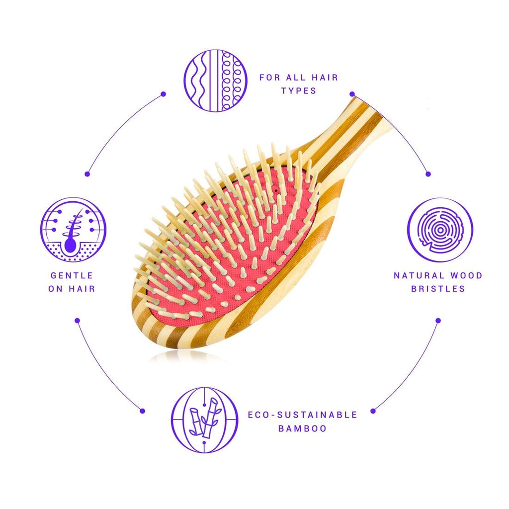 Sustainable Bamboo Brush With Natural Bristles - Orange