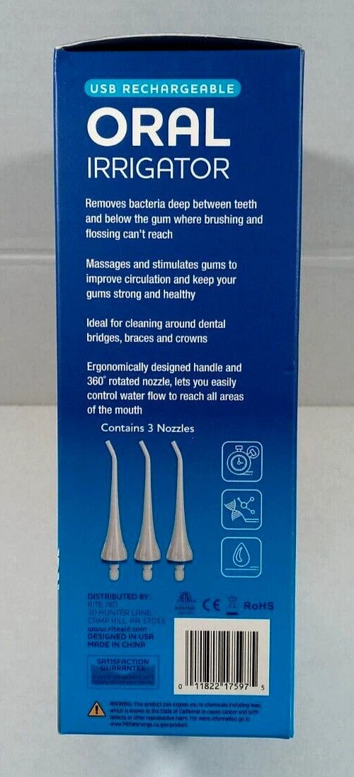 Rechargeable Oral Irrigator with 3 Nozzles