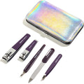 5 Piece Manicure Kit with Holographic Travel Case - Silver