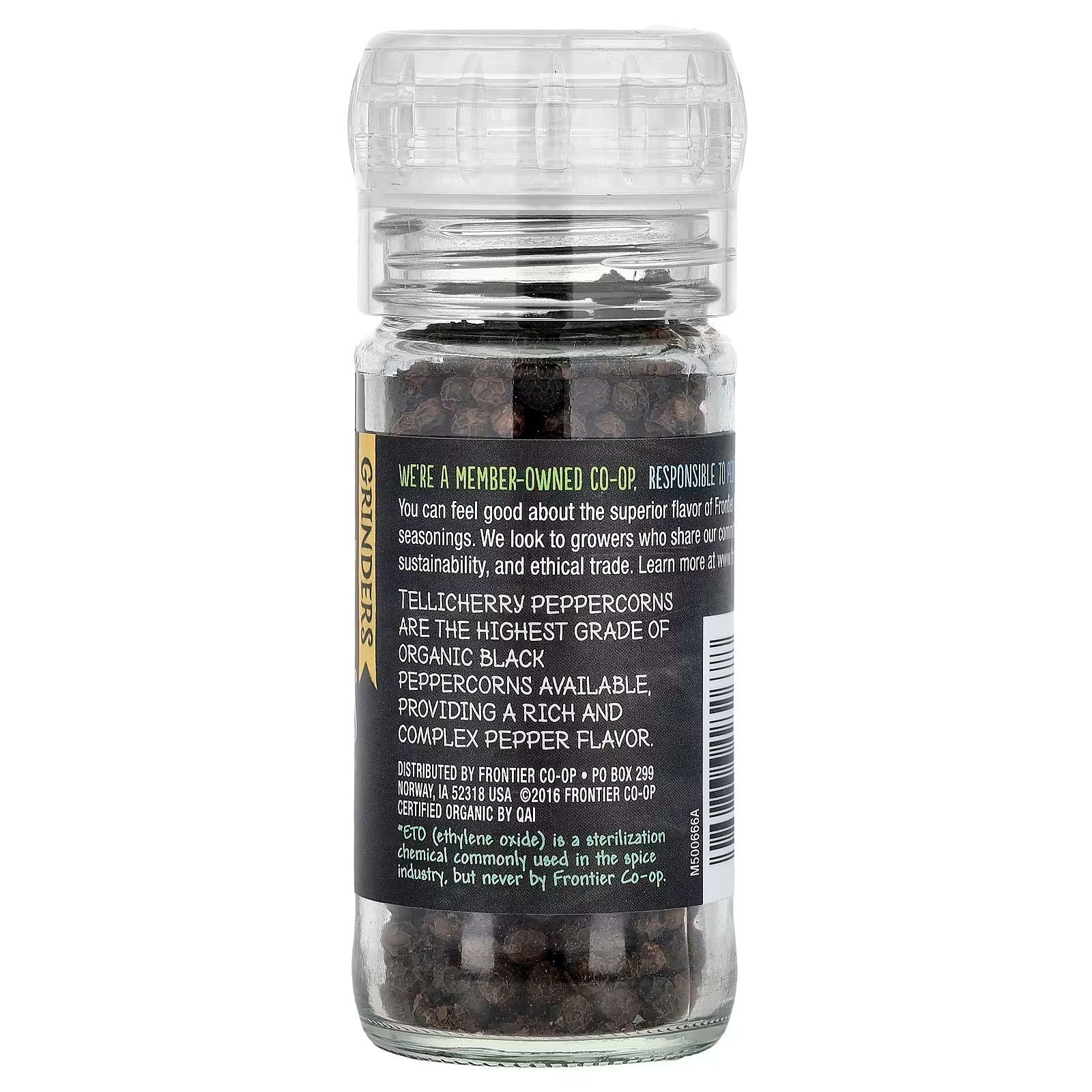 Organic Tellicherry Black Peppercorns with Grinder