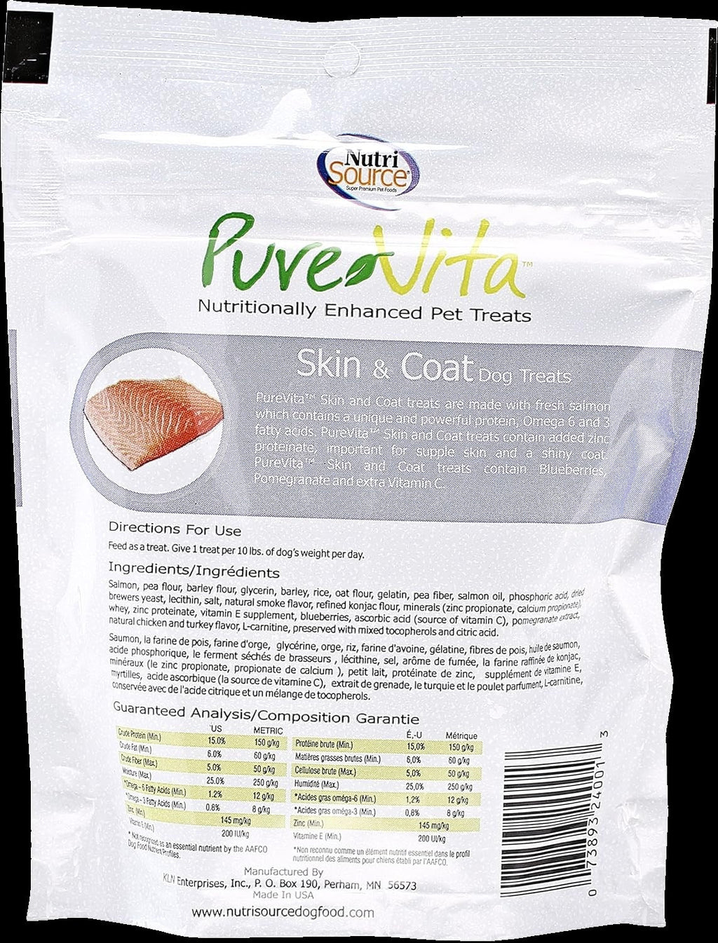 Pure Vita Skin & Coat Dog Treats - Made with Real Salmon