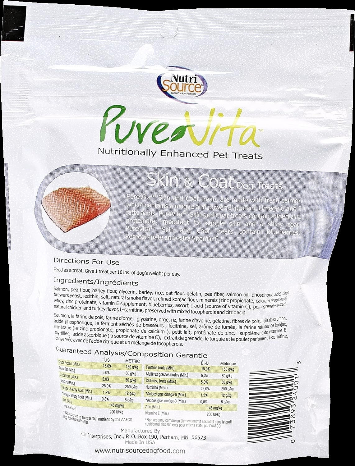 Pure Vita Skin & Coat Dog Treats - Made with Real Salmon