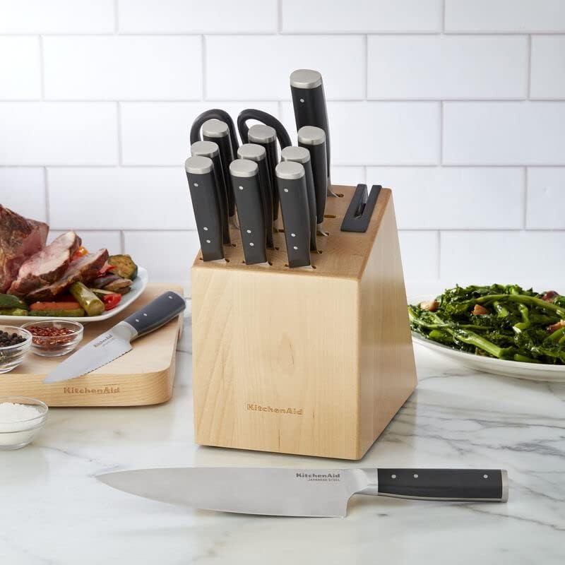 Gourmet 13-Piece Triple Rivet Knife Block Set - Matte Gray