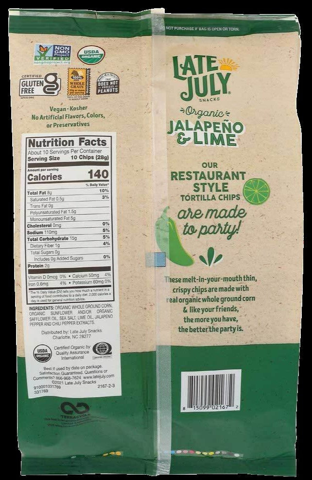 Organic Jalapeno + Lime Thin & Crispy Tortilla Chips