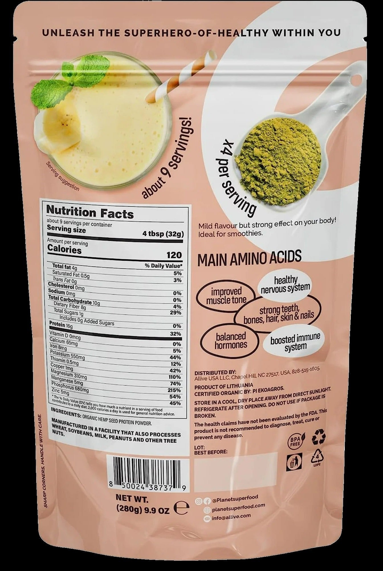 Organic Hemp Seed Protein - Unflavored
