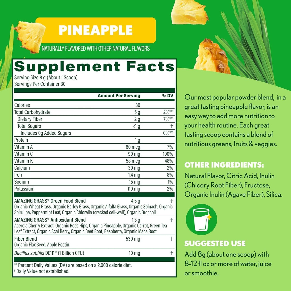 Greens Superfood Powder - Pineapple (30 Servings)