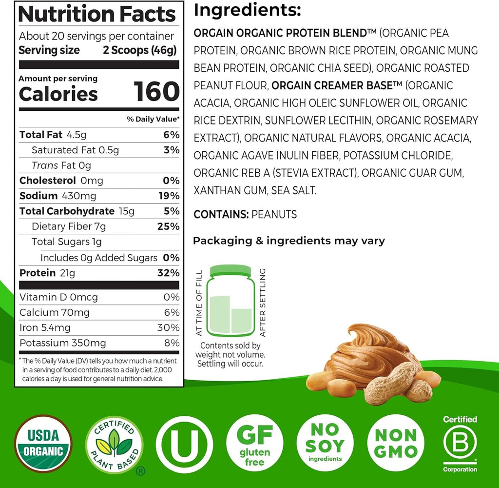 Organic Vegan Protein Powder - Peanut Butter