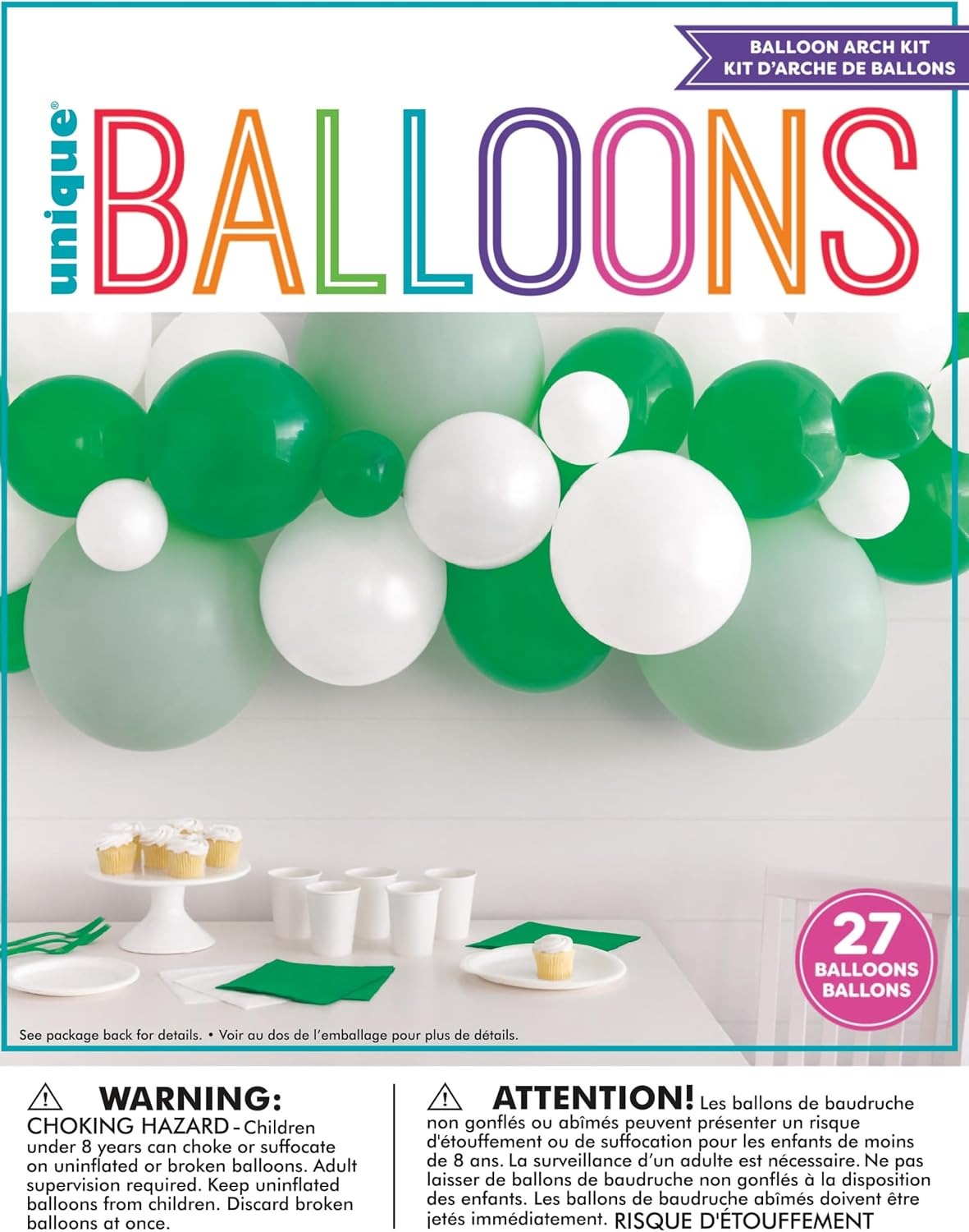 Ivory White & Matte Green Latex Balloon Arch Kit (27 CT)