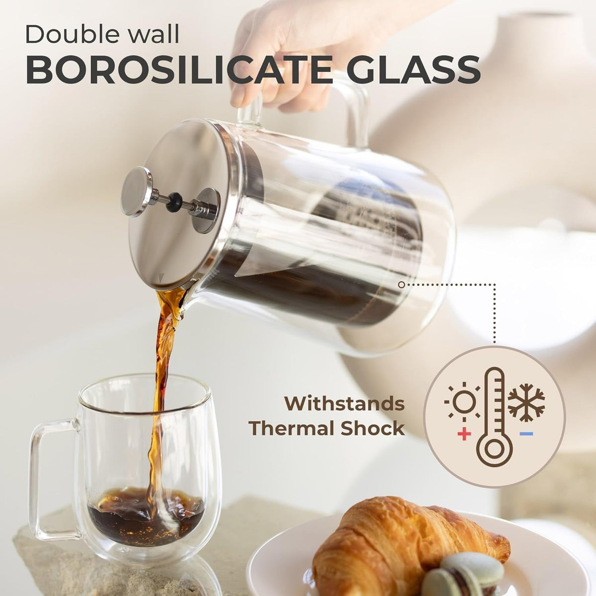 French Press made from Borosilicate Glass