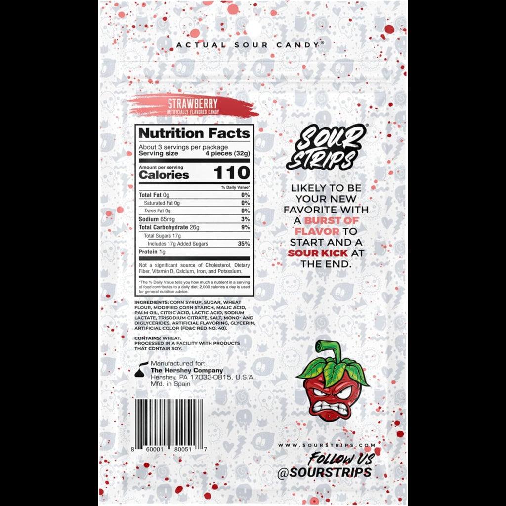 Sour Strips Strawberry Candy Reseal Peg Bag