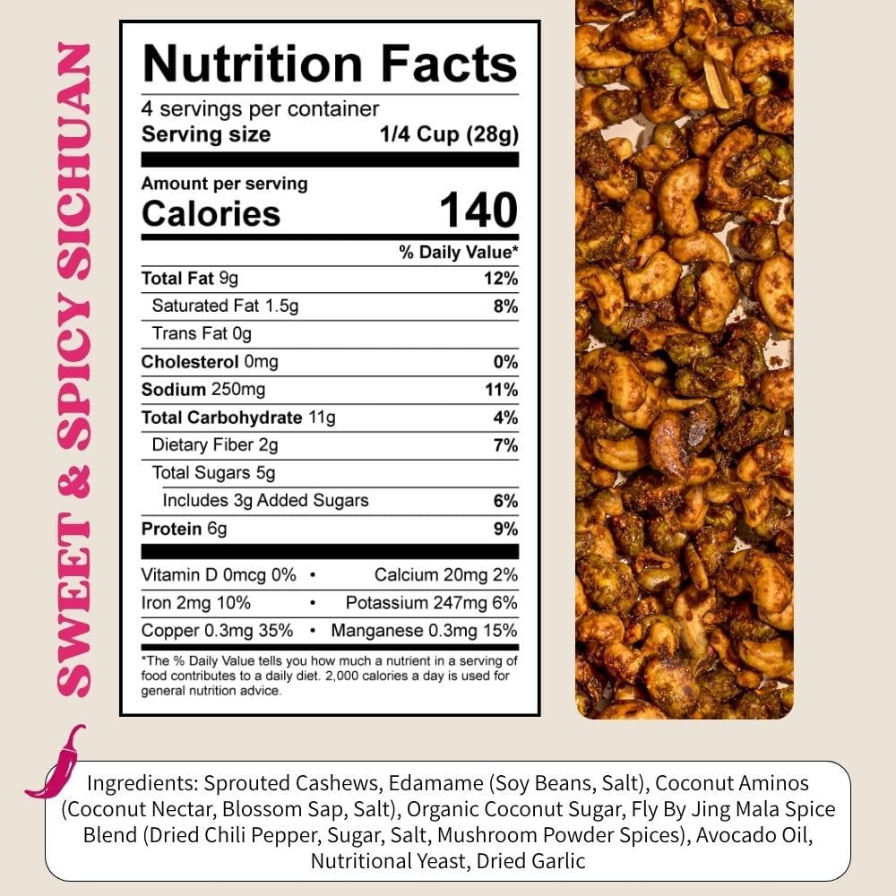 Sweet & Spicy Sichuan Sprouted Cashews and Edamame