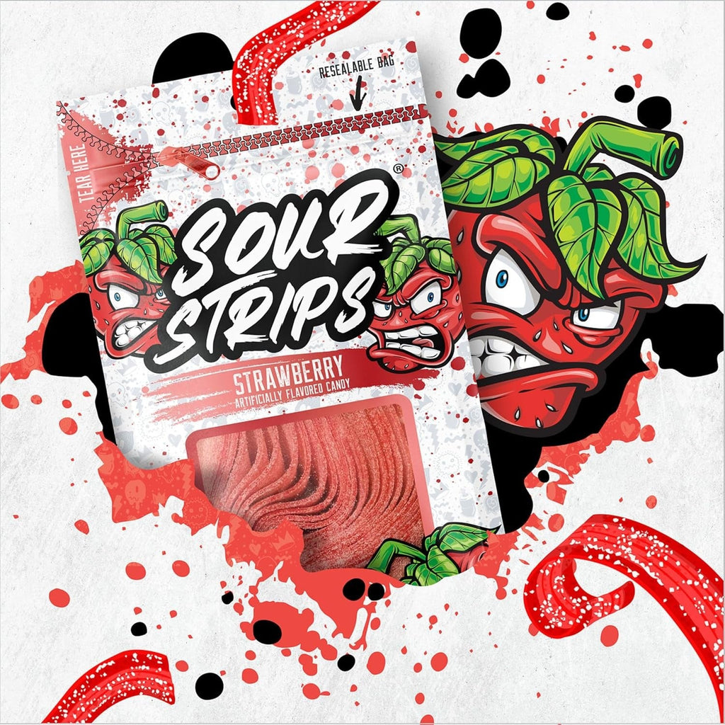 Sour Strips Strawberry Candy Reseal Peg Bag