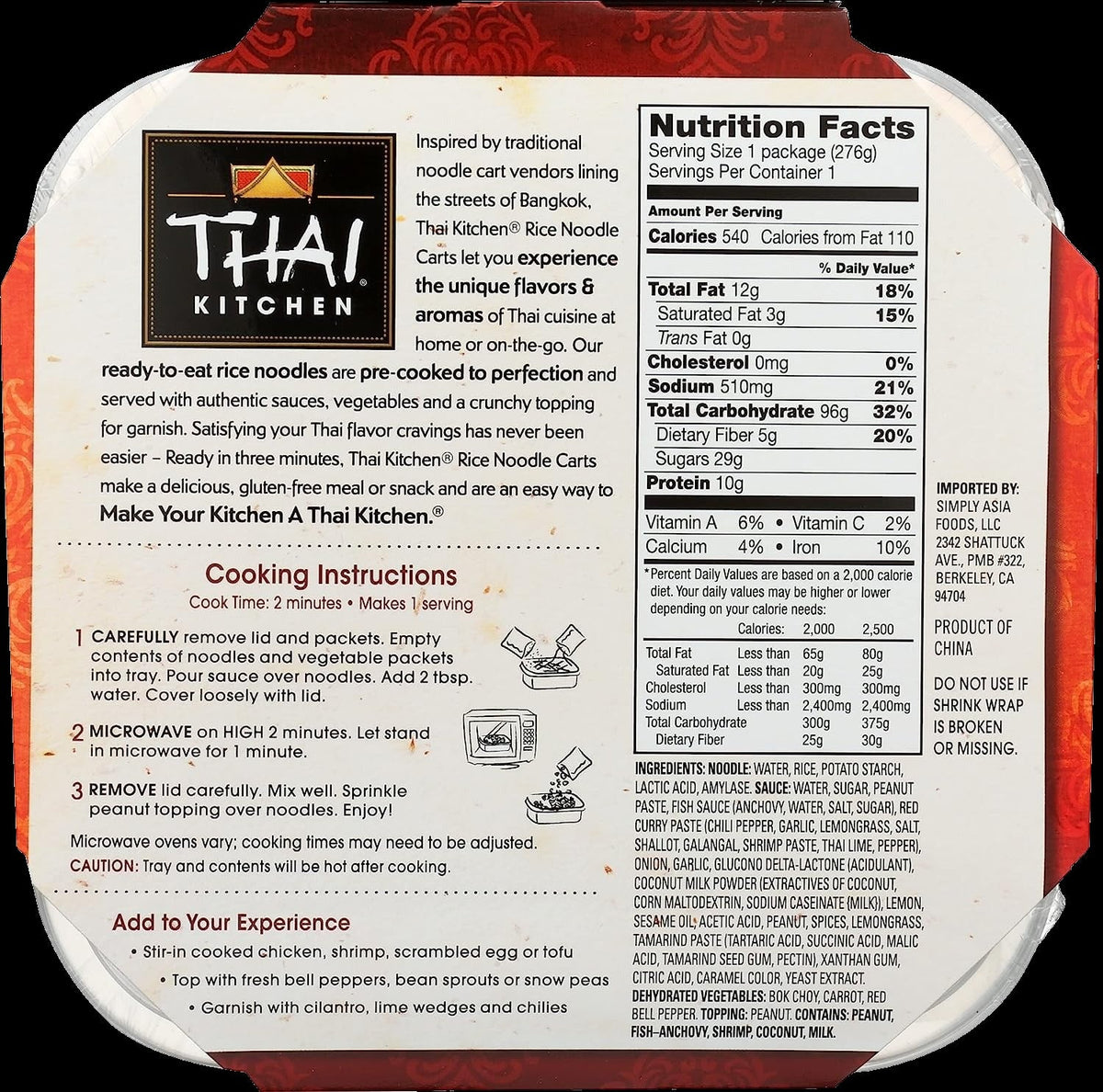 Pad Thai Peanut Rice Noodle Bowl