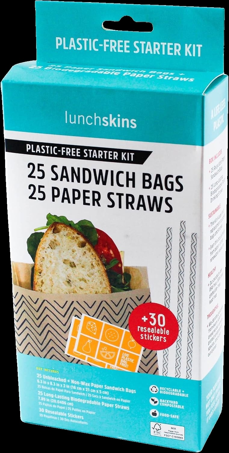 Plastic-Free Starter Kit (25 Sandwich Bags and 25 Straws)