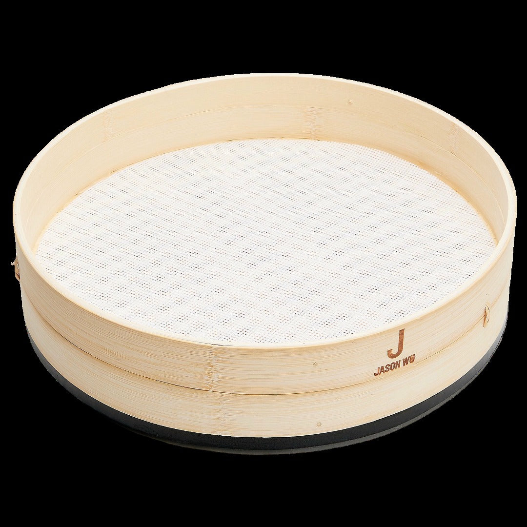 12" Bamboo Steamer Insert W/Silicone Rim And Mat