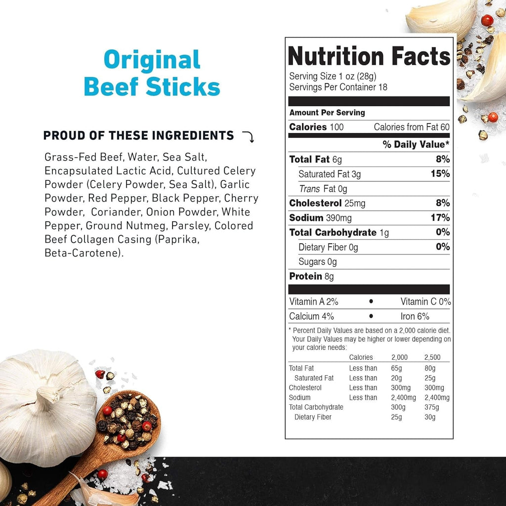 Grass-Fed Jerky Beef Sticks (18 pack)