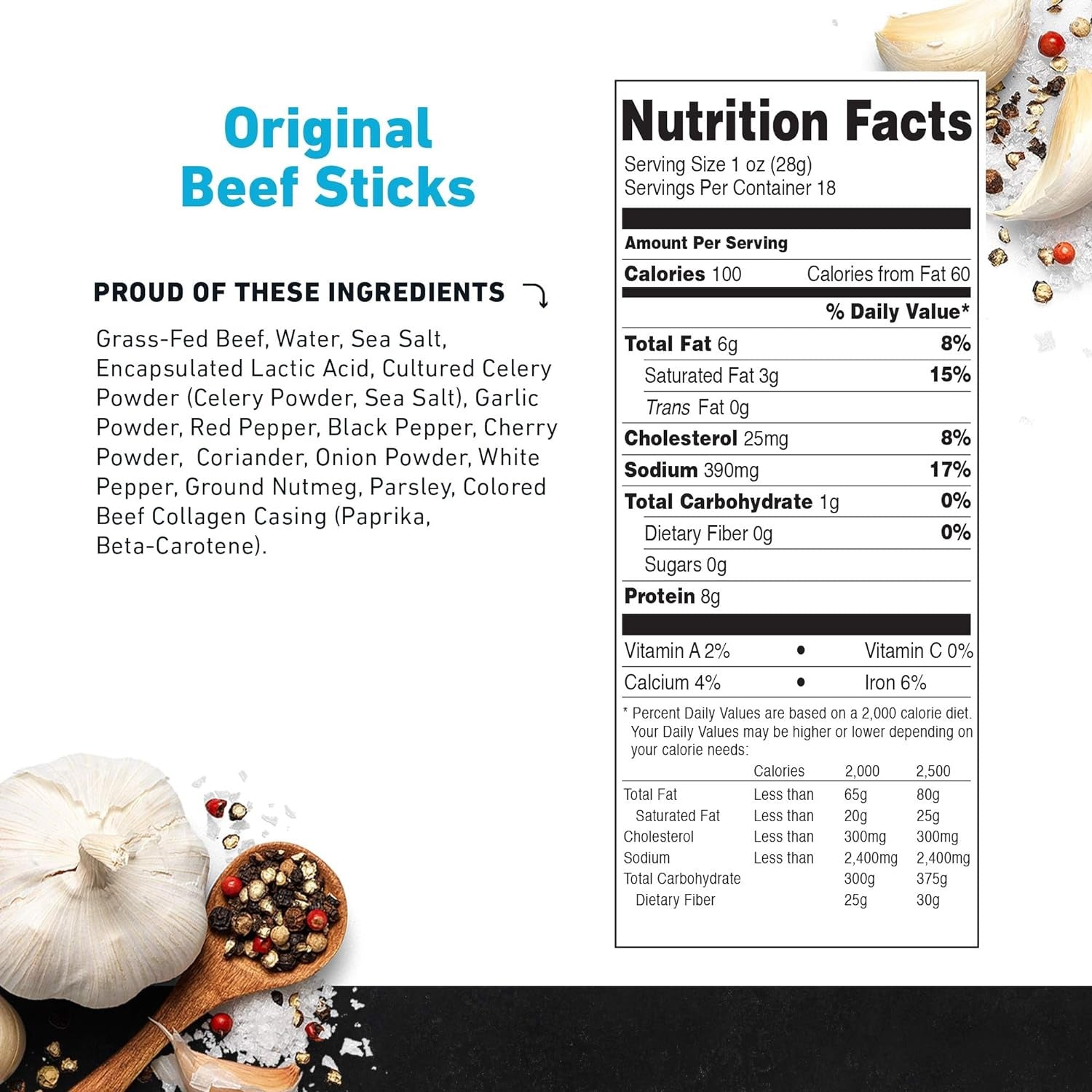 Grass-Fed Jerky Beef Sticks (18 pack)