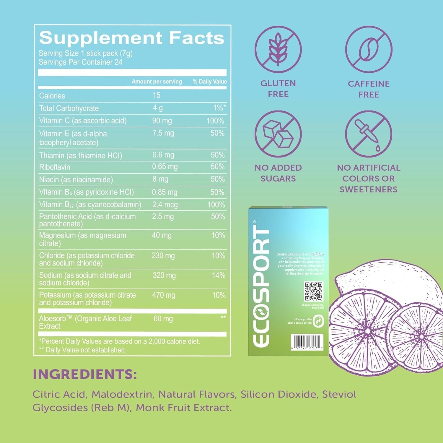 EcoSport Nutrient Support - Lemon Lime (24 CT)
