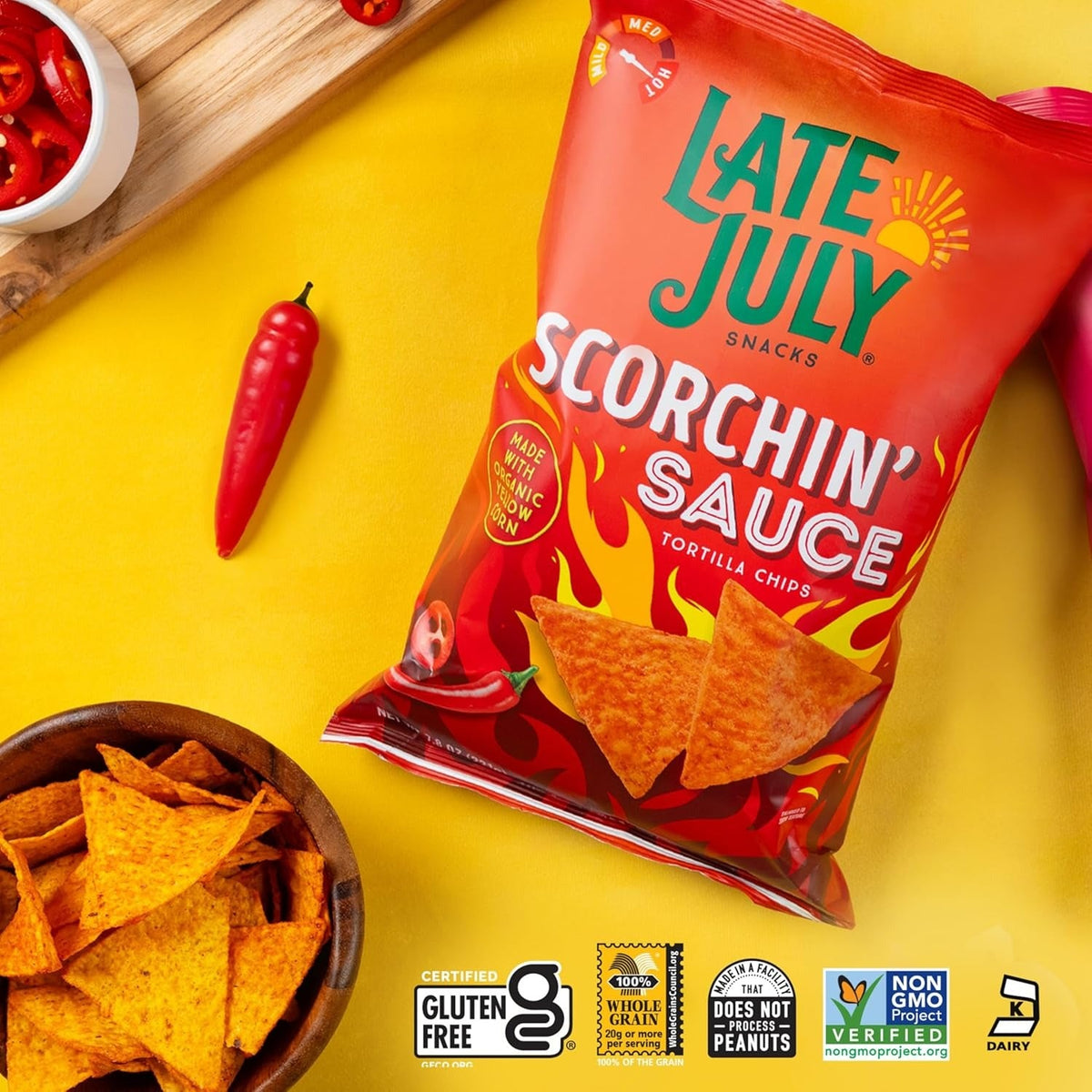 Tortilla Chips Made With Organic Yellow Corn Scorchin Sauce