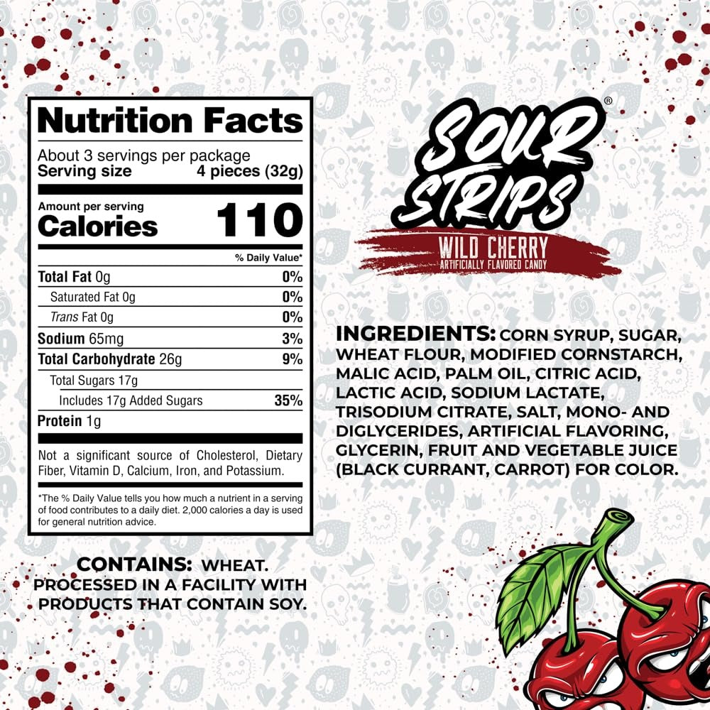 Sour Strips Wild Cherry Candy Reseal Peg Bag