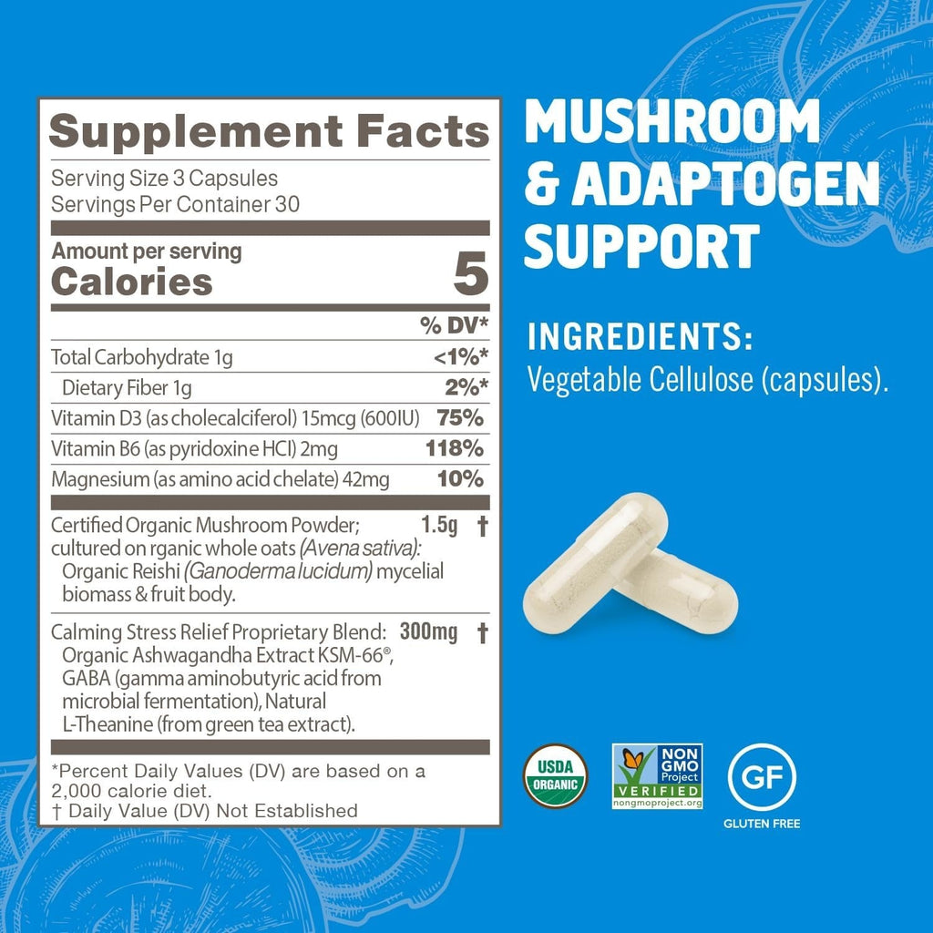 Relax Mushroom Superfood Daily Boost Capsules (90 CT)