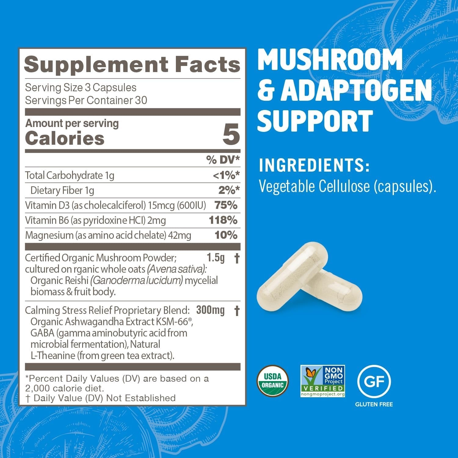 Relax Mushroom Superfood Daily Boost Capsules (90 CT)