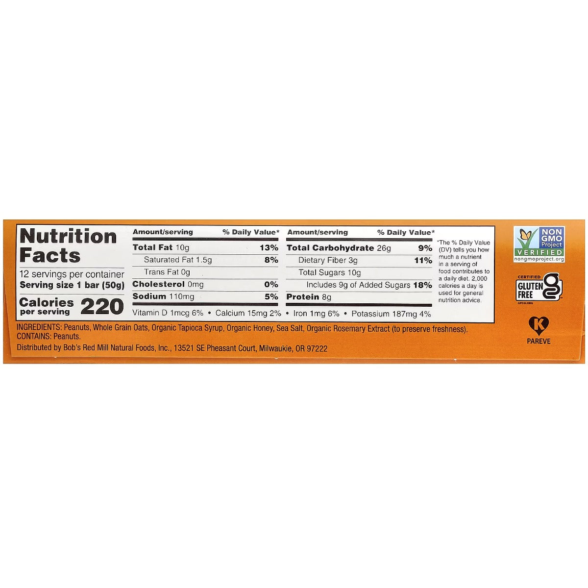 Peanut Butter Honey & Oats Bar (12 CT)