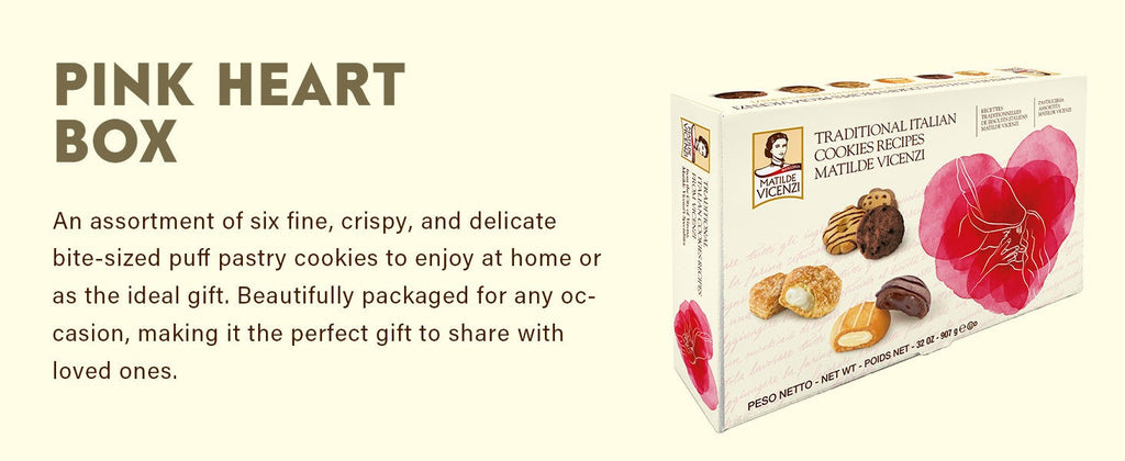 Pink Heart Gift Box Italian Cookies Assortment