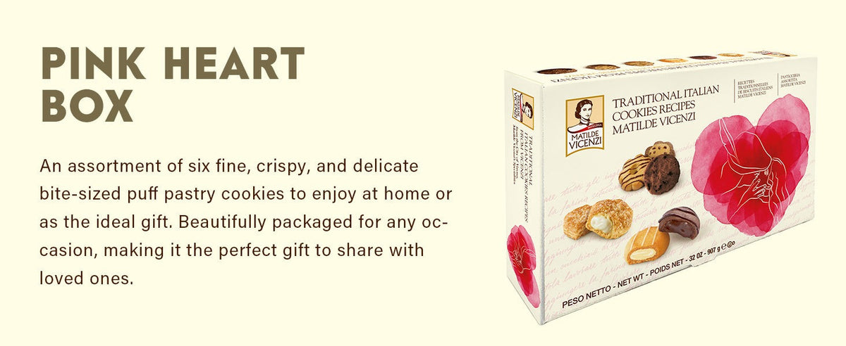 Pink Heart Gift Box Italian Cookies Assortment