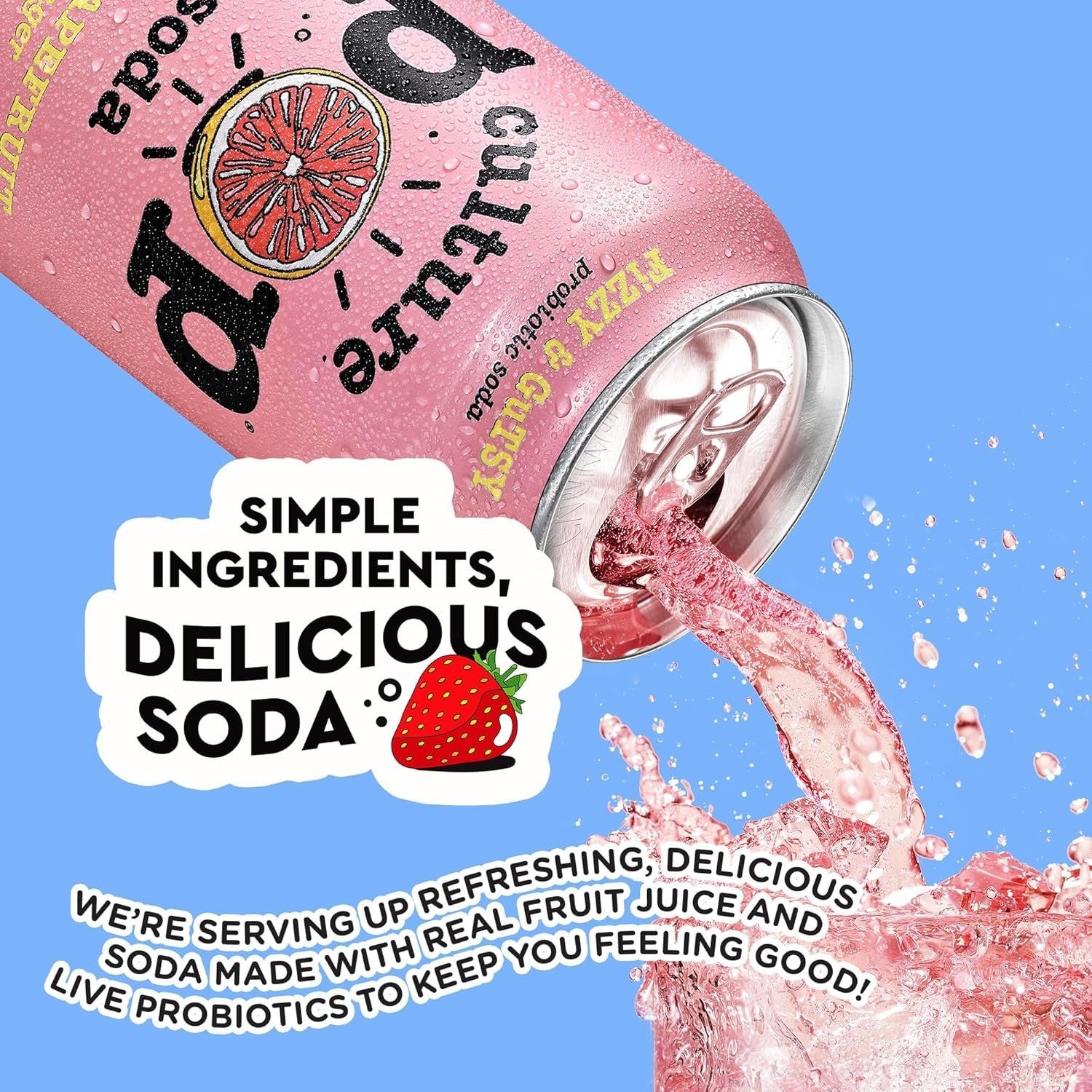 Pink Grapefruit & Ginger Probiotic Soda (12 Pack)