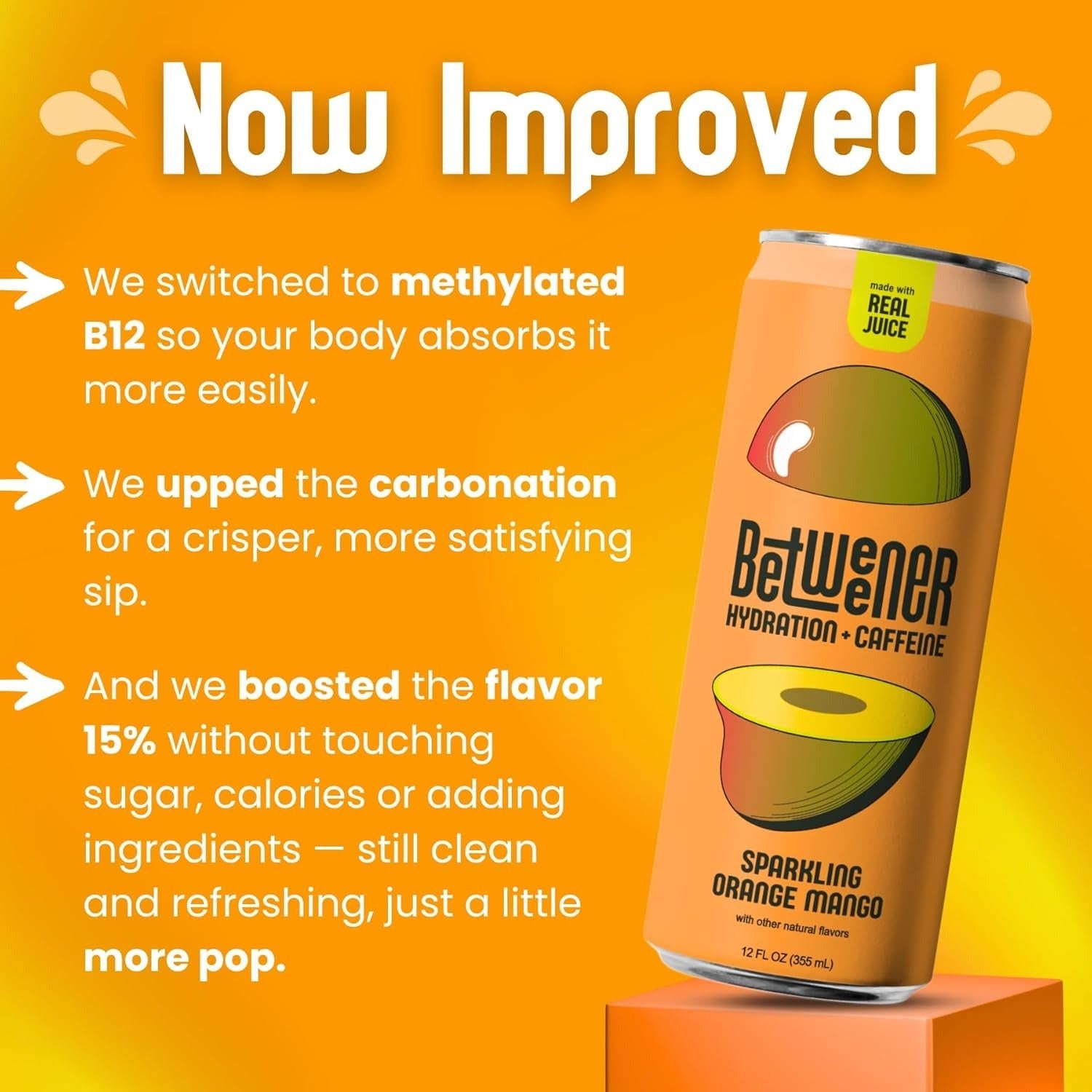 Sparkling Orange Mango Hydration + Caffeine Drink (12 Pack)