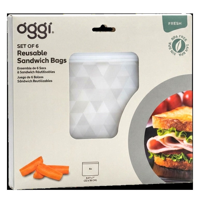 Reusable Sandwich Bags - Tonal Frost Geometric Design (6 CT)