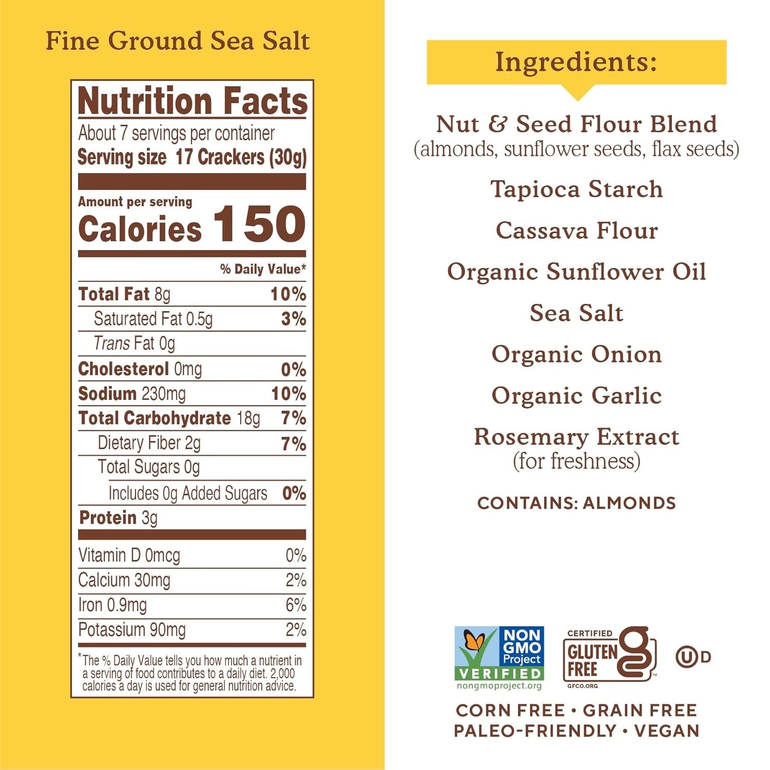 Fine Ground Sea Salt Almond Flour Crackers