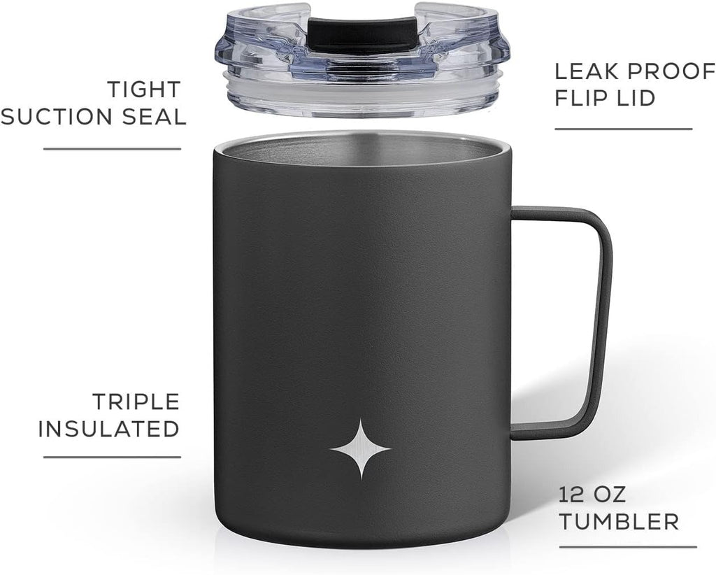 12oz Coffee Mug with Handle - Black