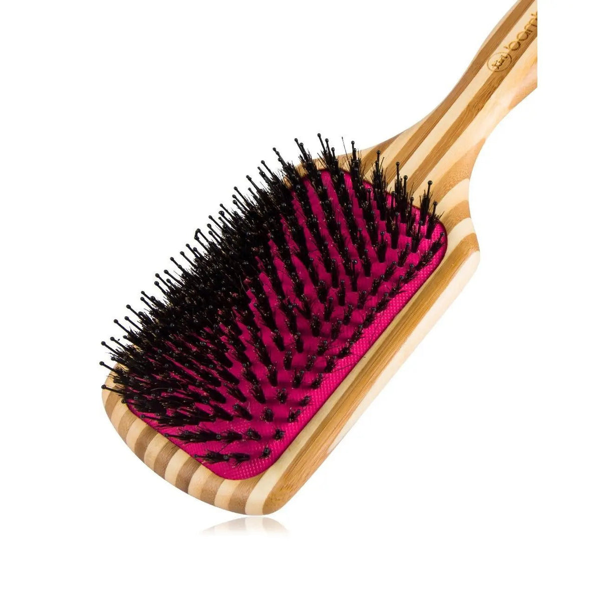 Bamboo XL Detangling Paddle Brush With Boar Bristles - Pink