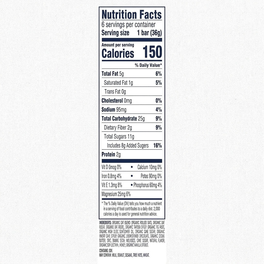 Zbar Organic Chocolate Chip Snack Bars (6 CT)