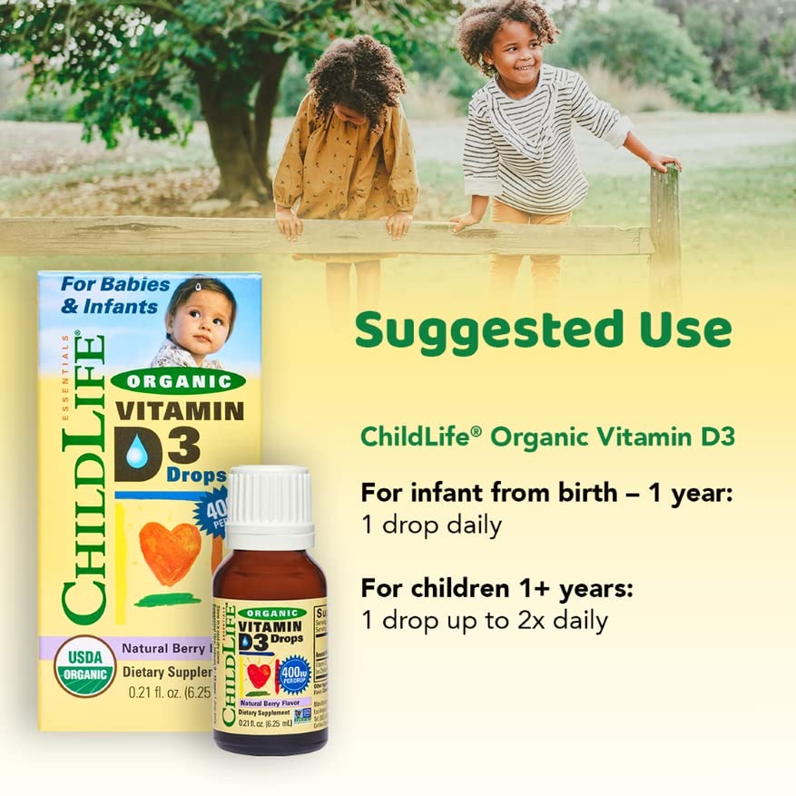 Organic Vitamin D3 Drops For Babies And Infants Natural Berry Flavor