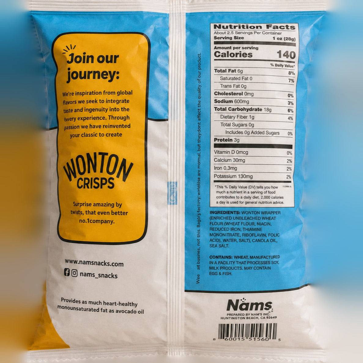 Sea Salt Flavored Wonton Crisps Snack