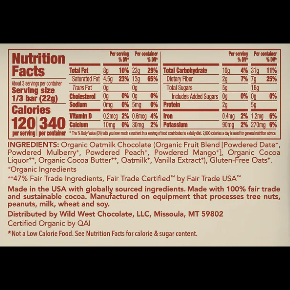 Chocolate Prairie Oat Bar