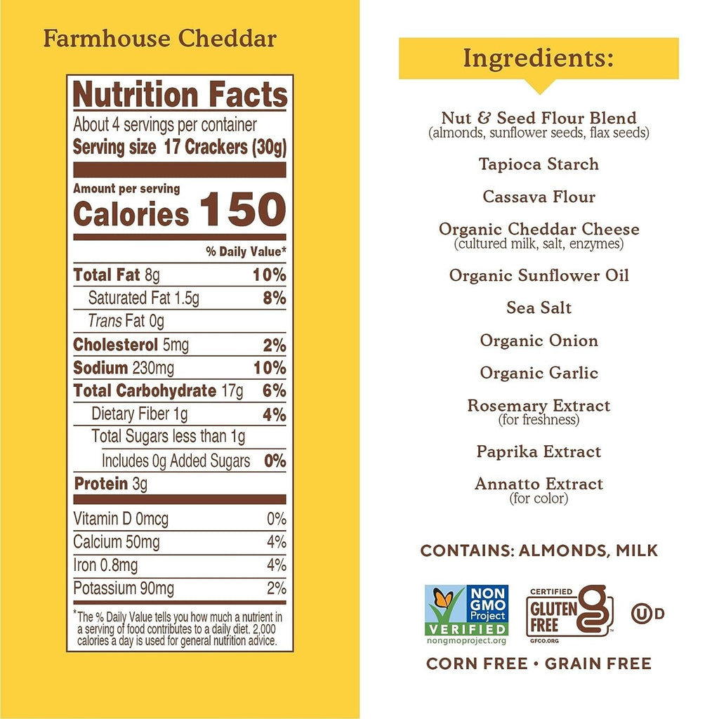 Almond Flour Crackers - Farmhouse Cheddar (3 Pack)