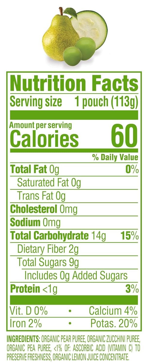 Pears, Zucchini & Peas - Stage 2 Baby Food (16 Pack)
