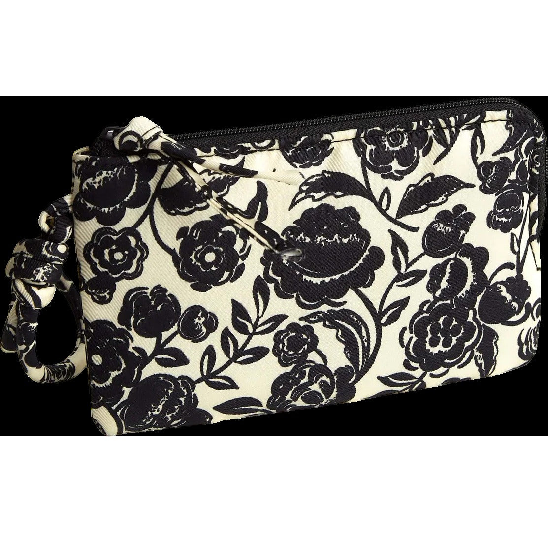 Zip Wristlet - Bubbly Flowers Black