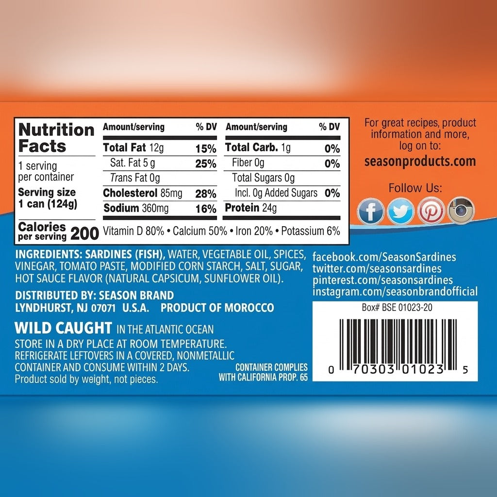 Wild Caught Sardines in Louisiana Hot Sauce (12 Pack)